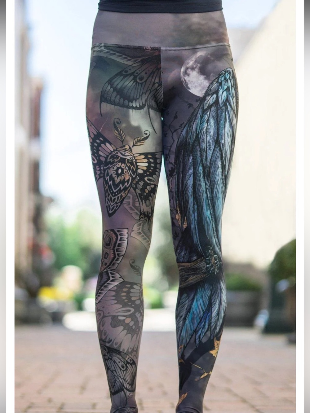 EagleRock Werkshop Moth and Raven Mash-up Leggings